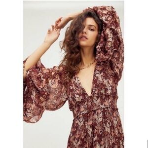 Free People Brown Floral Maxi Dress